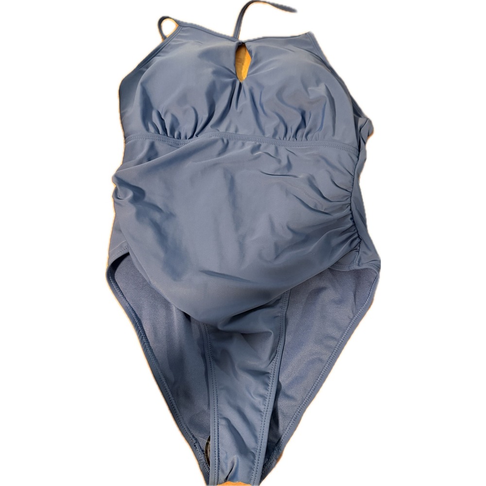 Tahari Royal Blue One Piece Bathing Suit Keyhole Ruched Swimsuit XL TOI-85
